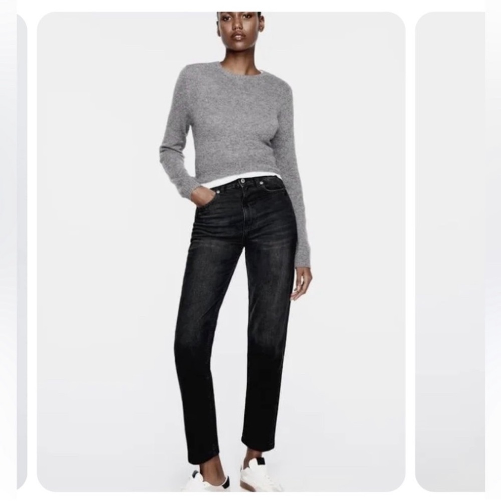 NWT Zara Classic Mom Jeans Black Size 2 NWT